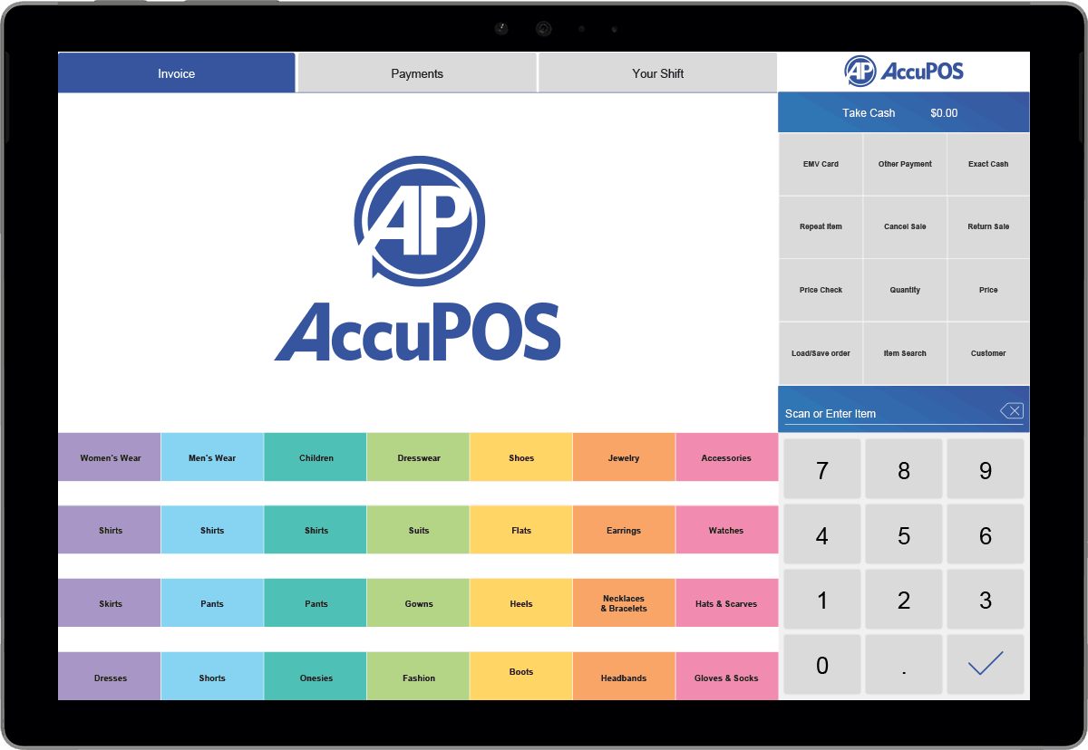 AccuPOS on Windows Surface with printer and card reader