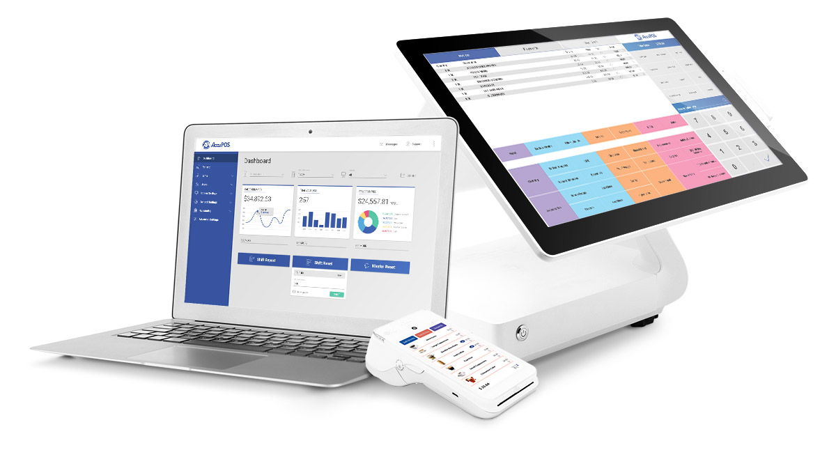 AccuPOS on desktop POS system and mobile devices
