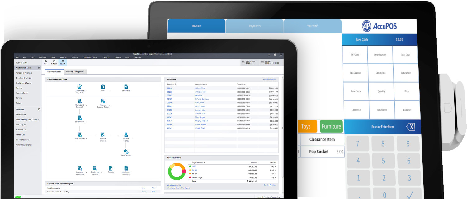 Sage accounting integrates with AccuPOS Point of Sale for seamless business sales and finance management